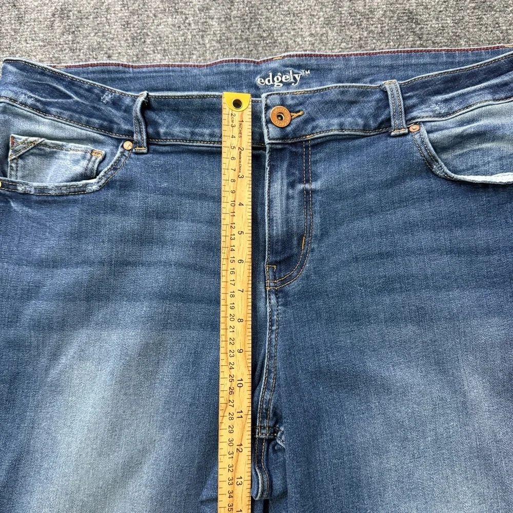 Edgely Womens 22W Short Mid Rise Slim Boot Jeans Raw Hem Stretch Plus Size - Picture 11 of 14